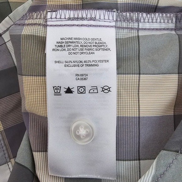 Columbia Omni Wick Short Sleeve Button Up Shirt Mens XXL Gray Plaid Cool - Picture 10 of 10